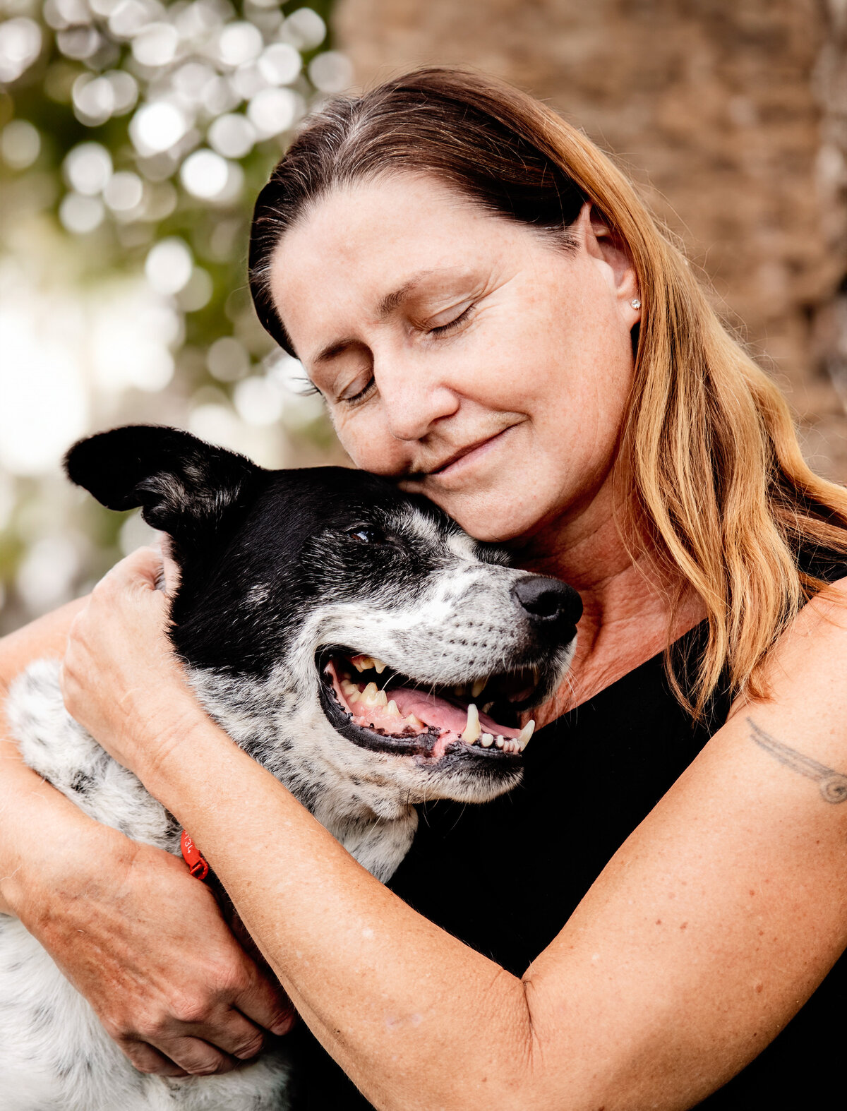 Woman with her senior dog